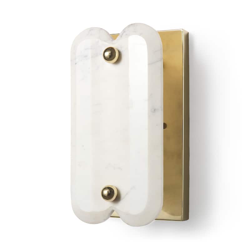 Stein Gold Metal w/ White Marble Shade Wall Sconce - Gold