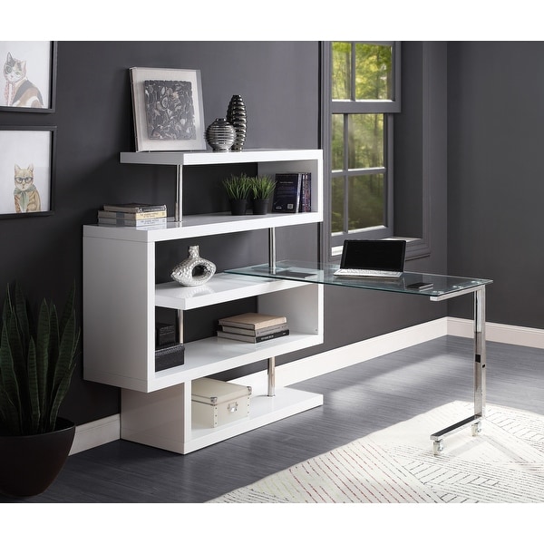 desk with high shelf