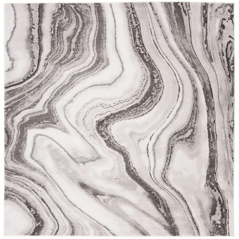 SAFAVIEH Craft Clytie Modern Abstract Marble Pattern Rug - 9' x 9' Square - Grey/Silver