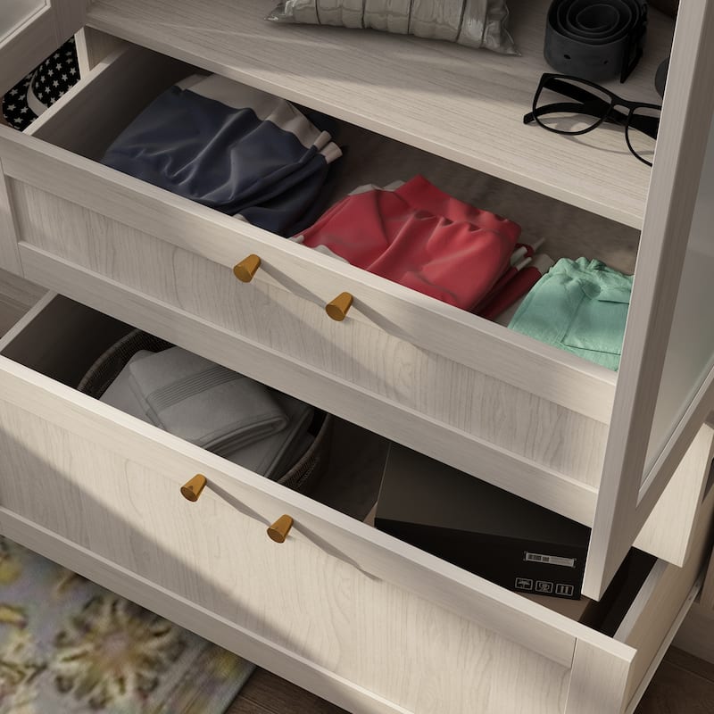 Modular Modern Glass Door Wardrobe:Storage Closet Solution Armoire