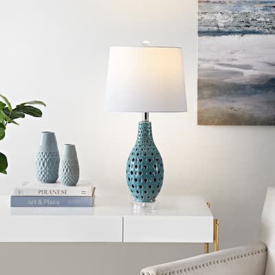 SAFAVIEH Lighting 25-inch Harlem Ceramic Table Lamp - 12" x 12" x 25"