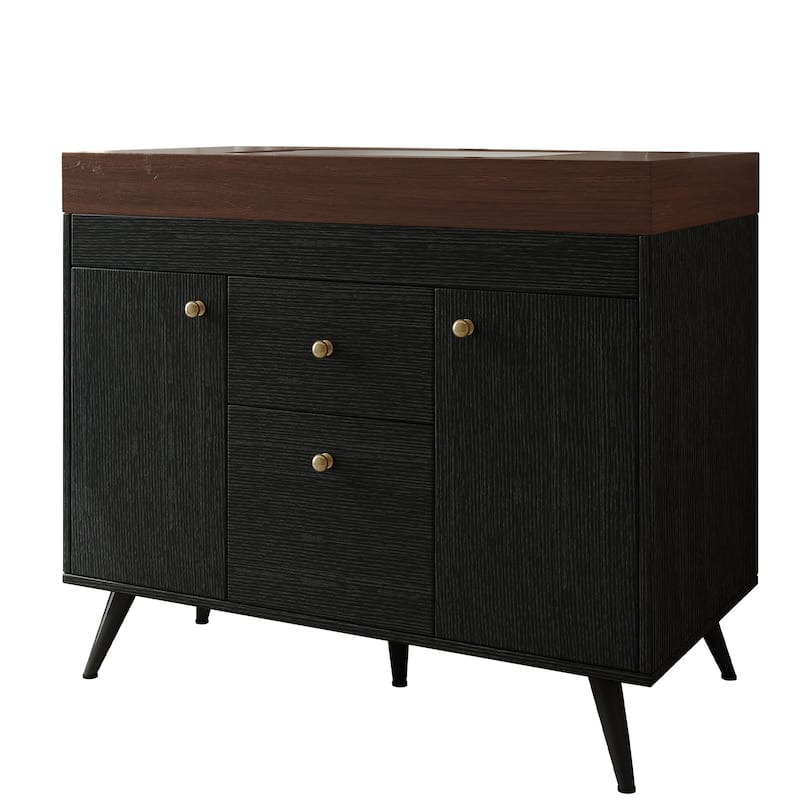 36" Modern Freestanding Bathroom Vanity with Sintered Stone Top, Ceramic Sink & Smart Storage