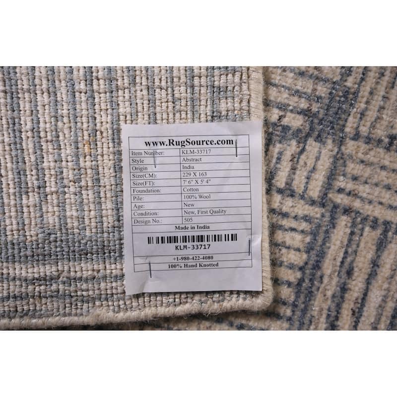 All-Over Modern Area Rug Handmade Abstract Wool Carpet - 5'4" x 7'6"