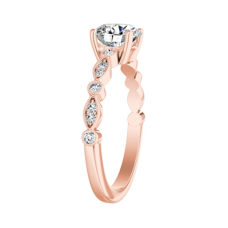 Auriya 14k Gold Vintage 2 1/2ct Round Moissanite Engagement Ring