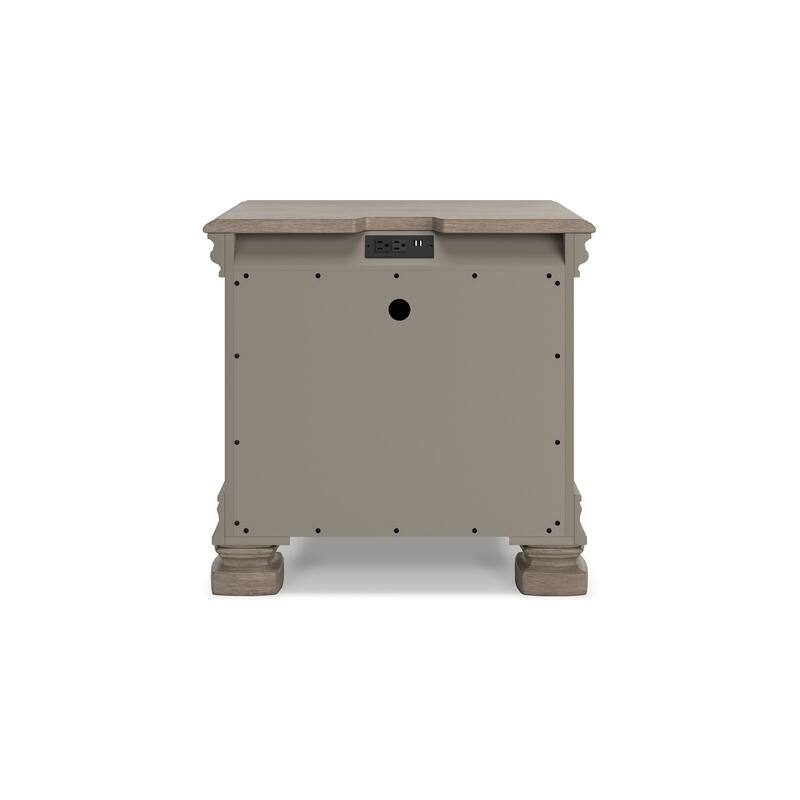 Orny Nightstand, 3 Drawer, 28 Inch, Light Gray Solid Hardwood Finish