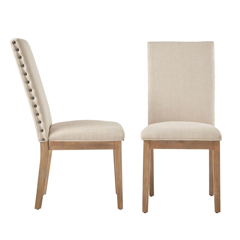 Voyager Nailhead Accent Parson Linen Dining Chair (Set of 2) by iNSPIRE Q Artisan