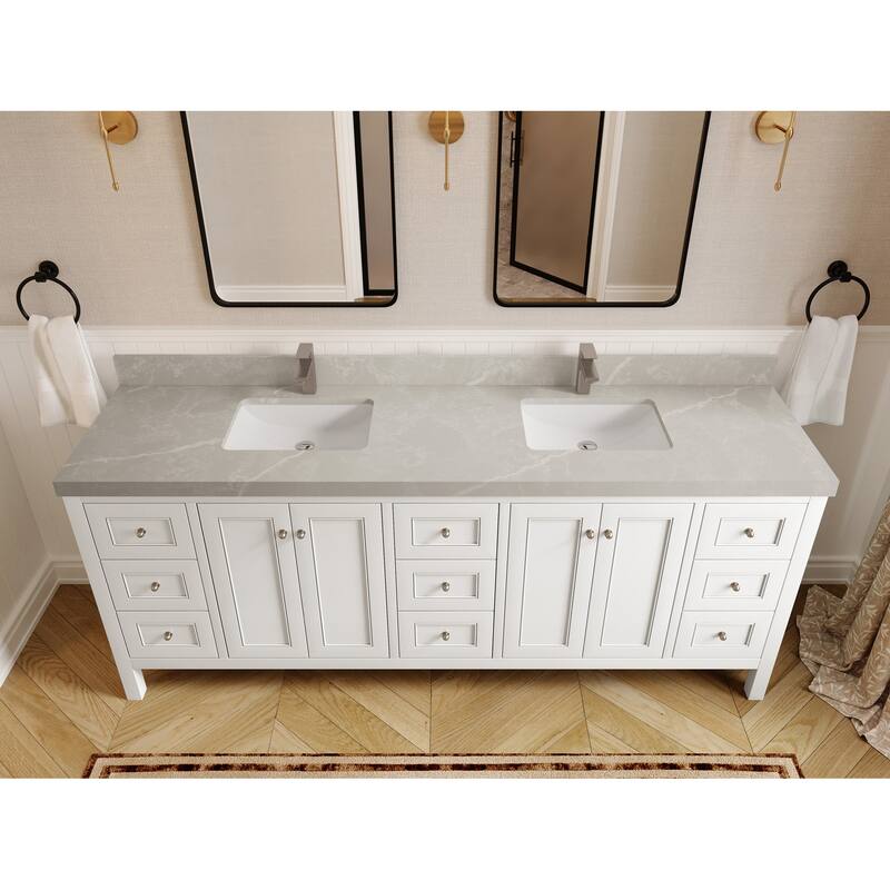 Willow Collections 84 in. W x 22 in. D Nashville Double Bowl Sink Bathroom Vanity with Countertop
