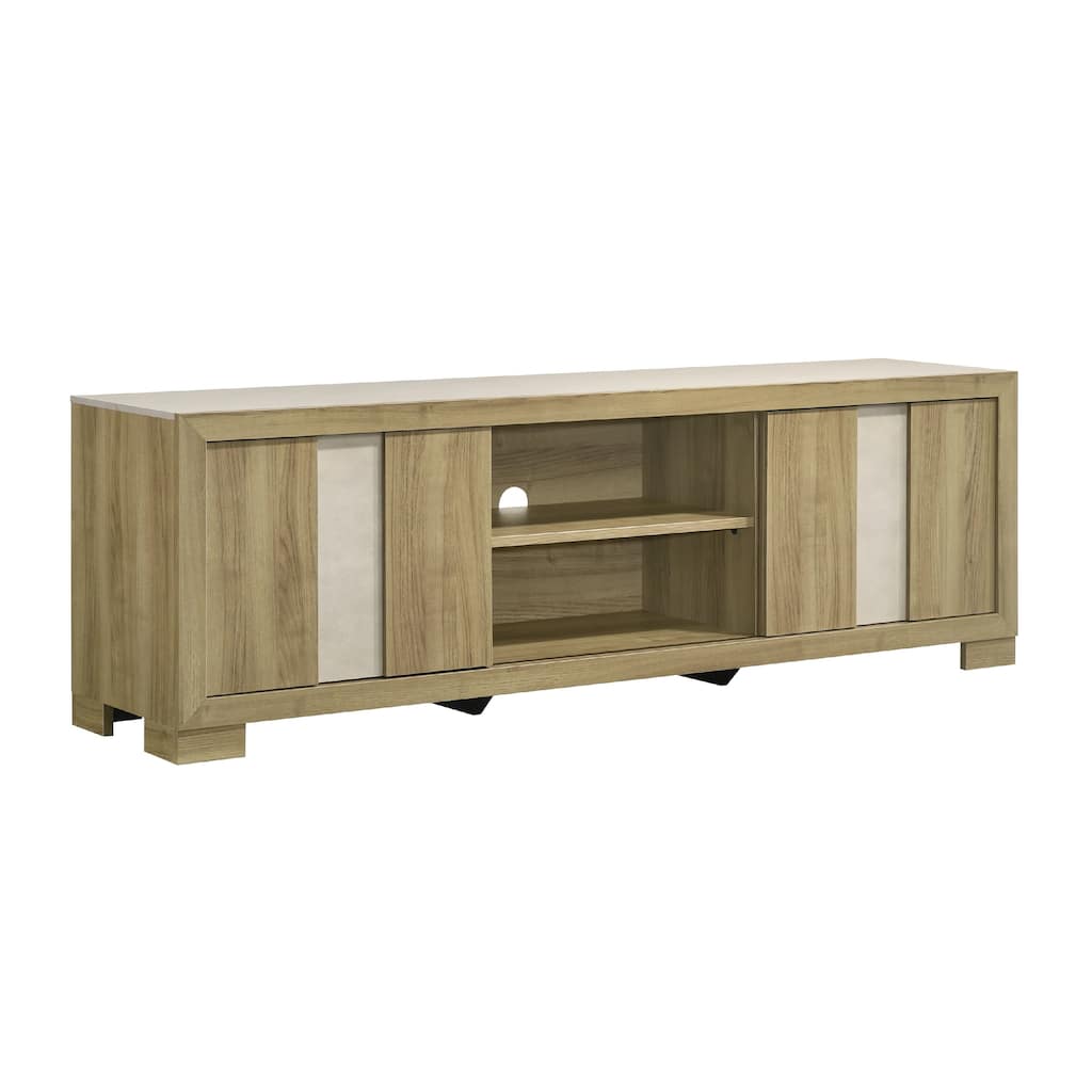 Amey TV Stand Media Cabinet, 2 Sliding Door, Shelves, Brown Driftwood