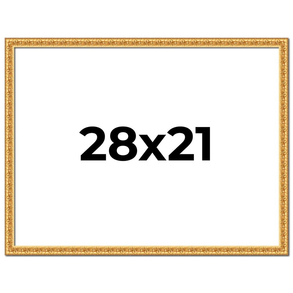 28x21 Frame Gold Real Wood Picture Frame Width 1 inches | Interior