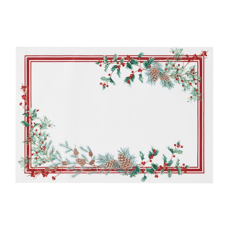Winter Holiday Berry Fabric Placemat Set of 4