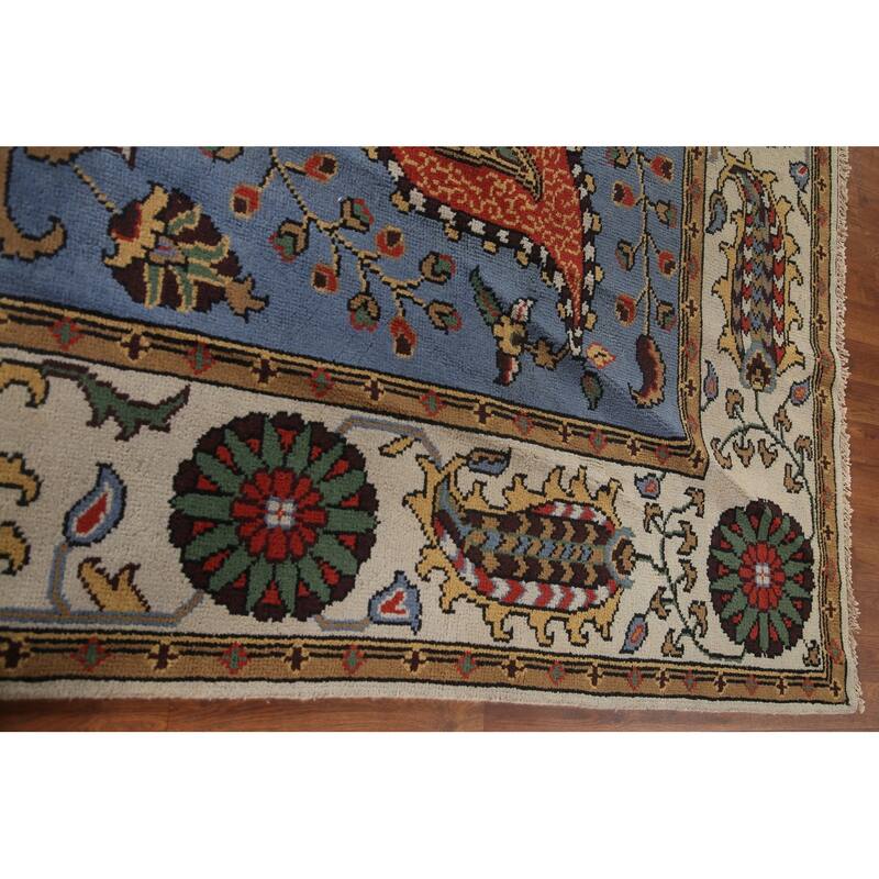 Blue Paisley Kazak Oriental Area Rug Wool Carpet - 7'10"x 10'2"