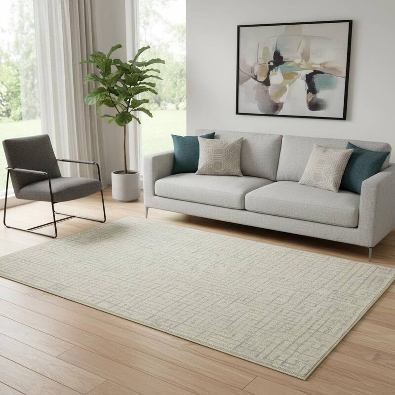 HomeRoots Abstract Geometric Modern, Contemporary Rectangle Area Rug - 5' X 7'