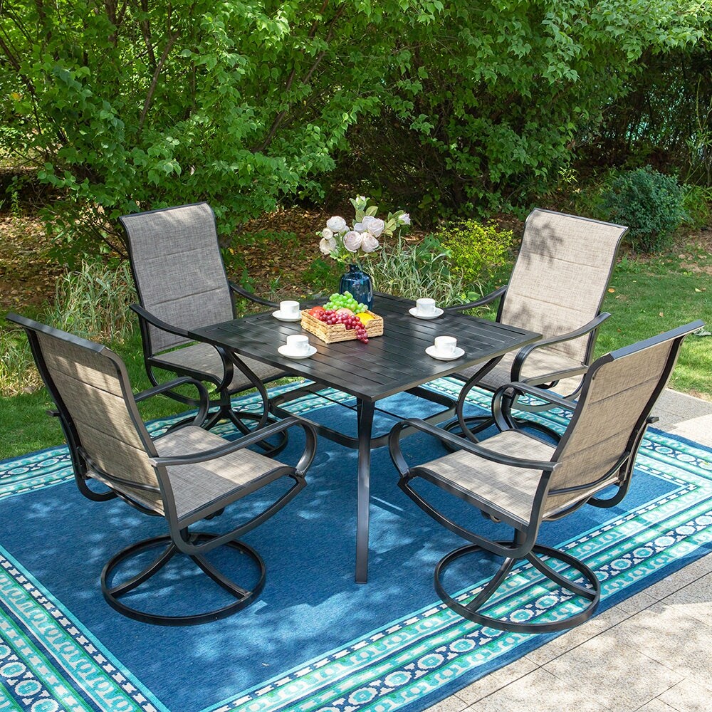 Patio festival swivel padded sling outdoor dining chair sale