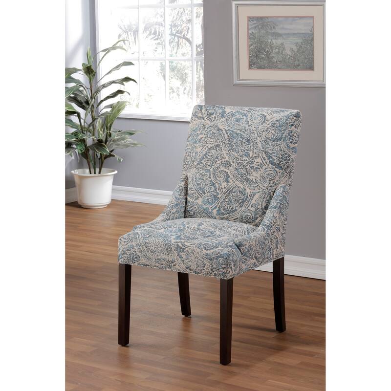 Marie Transitional Slope Arm Dining Room Chair - Blue Paisley