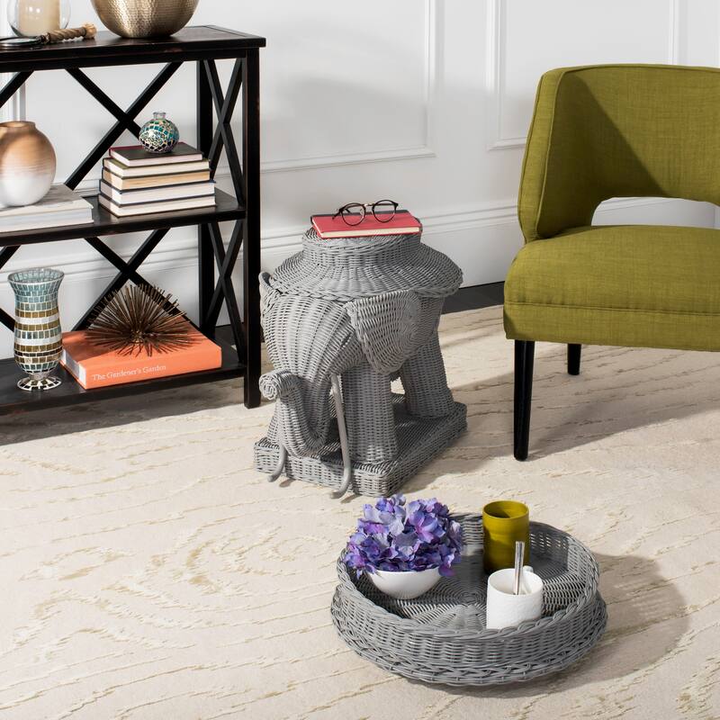 SAFAVIEH Bilek Storage Natural Accent Table - 25" x 17.5" x 21.5" - 25Wx18Dx22H - Grey