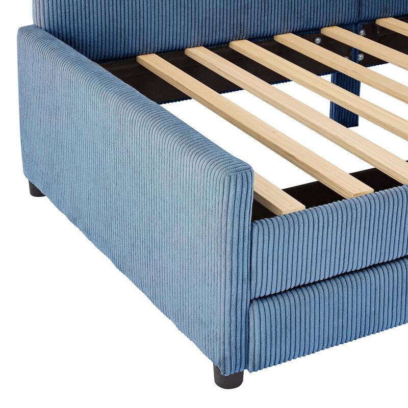 Upholstered bed frame with 2 storage drawers