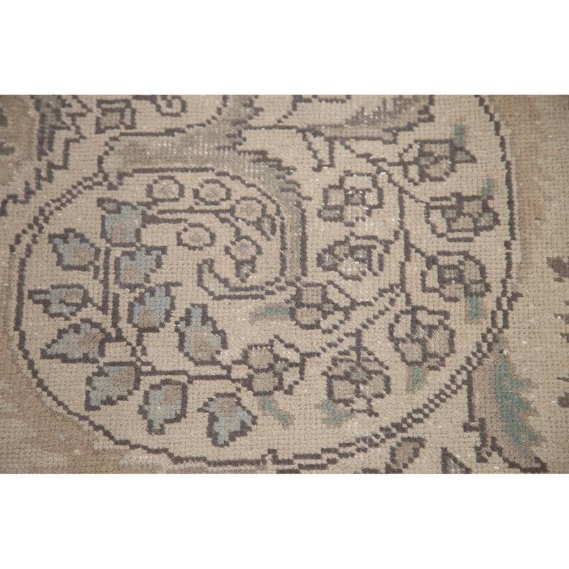 Hand Knotted Oriental 100% Wool Carpet Traditional Floral Beige & Ivories Tabriz Area Rug - 12' 7'' X 10' 0''