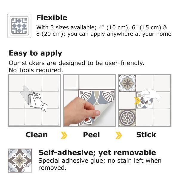 Walplus Limestone Spanish Grey Tile Stickers Peel And Stick Wall Sticker Decal 24pcs 6 X6 Overstock