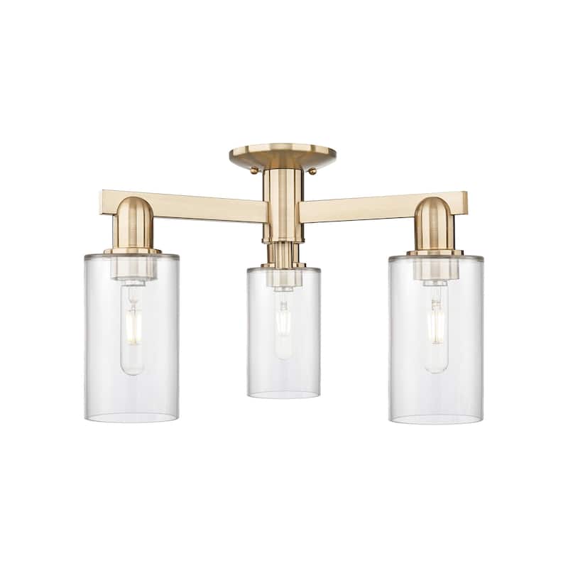 Innovations Lighting 716-3F-11-22 Clymer Semi-Flush Clymer 3 Light 22" - Champagne Bronze / Clear
