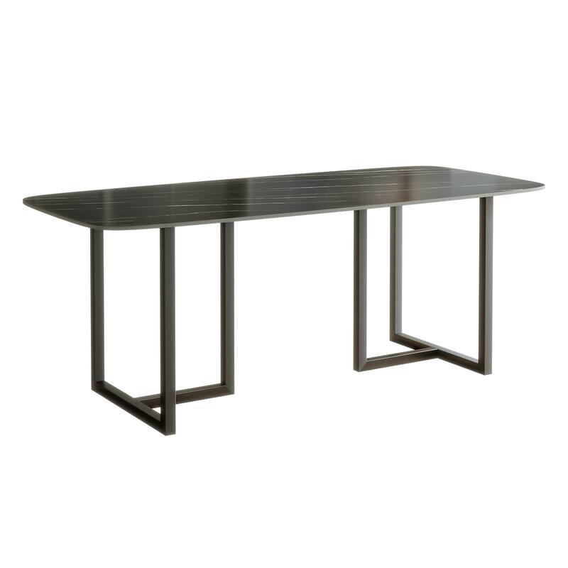 Carbon Steel Dining Table With Lauren Stone Surface