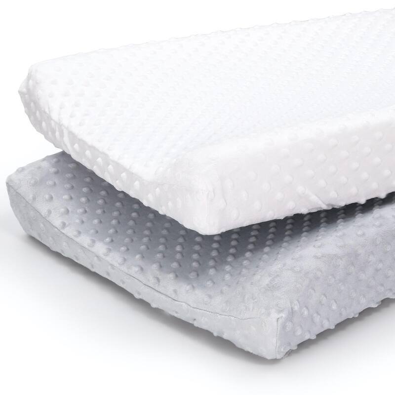 The Peanutshell Grey & White Minky Dot Changing Pad Covers, 2-Pack