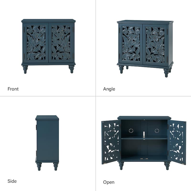Alban Traditional 32"Tall 2 Hollow Door Accent Cabinet with LED light by HULALA HOME