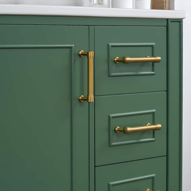30" Freestanding Bathroom Vanity with Ceramic Sink, Soft Close Door and Drawers, Solid Wood Frame, Modern Storage Cabinet