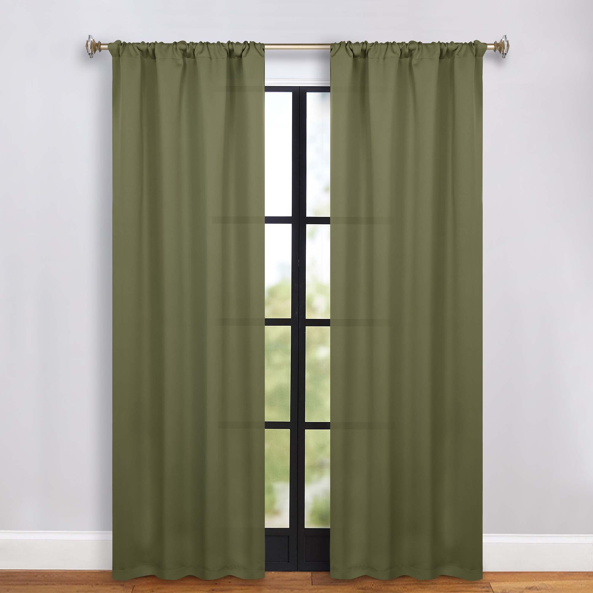 Superior Solid Machine Washable Room Darkening Semi-Blackout Curtains, Set of 2