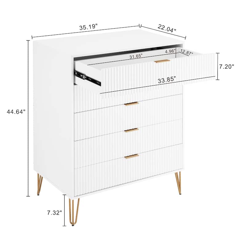 Manhattan Comfort 3-Piece Dumbo Modern 5-Drawer Tall Dresser Nightstand Combo Set