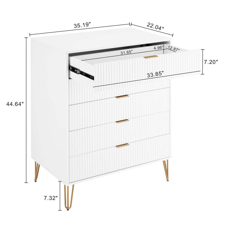 Manhattan Comfort Dumbo Modern 5-Drawer Tall Dresser.