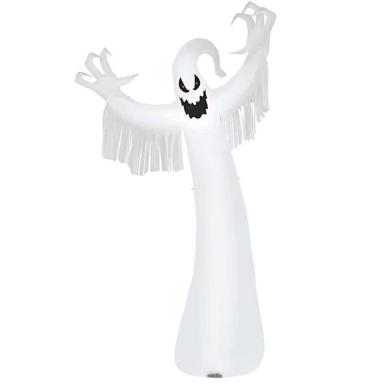 12Ft Halloween Inflatable Ghost with LED Light Outdoor Decoration - White, Black