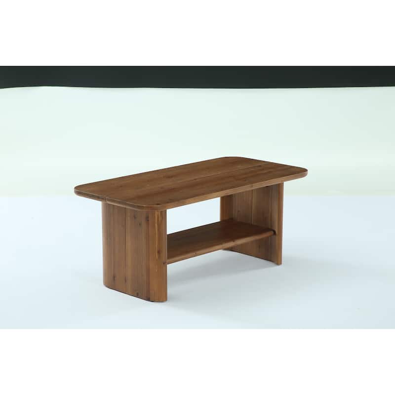 2 Tier Farmhouse Solid Wood Coffee Table for Living Room