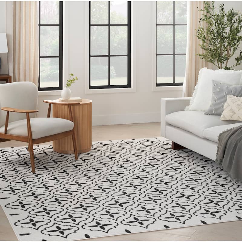 Nourison Sandy Indoor / Outdoor Blue Moroccan Area Rug