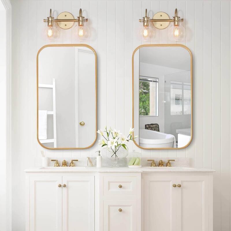 Bela Modern Gold 4-Light Bathroom Vanity Lights Glass Dimmable Wall Sconces