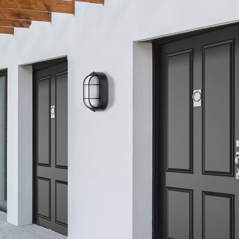 Outdoor Light Fixture Wall Mount with Ellipse Frosted Glass Shade,1*E26 or LED