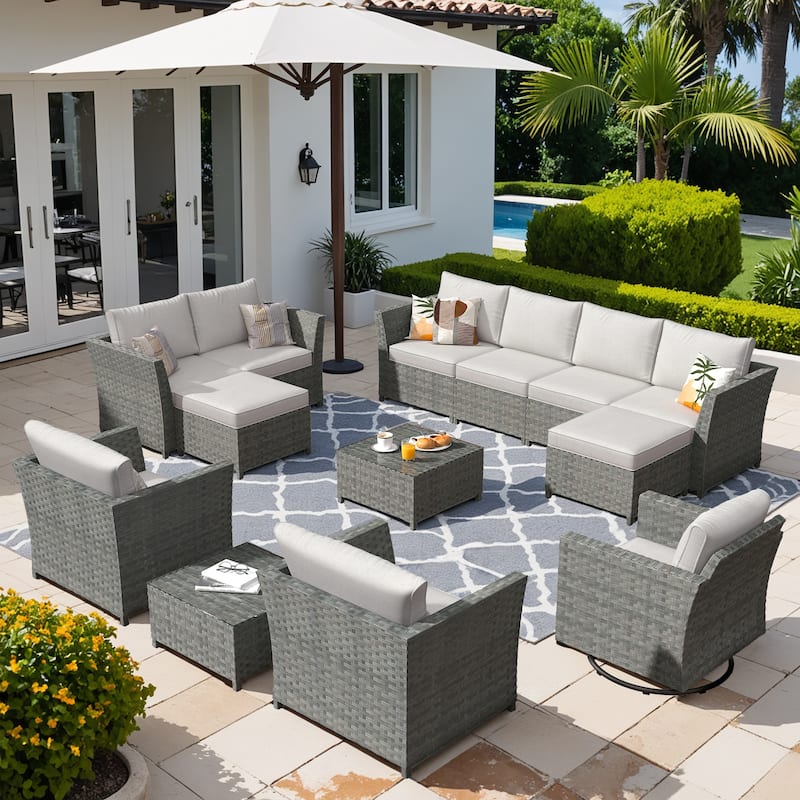 XIZZI 13-piece Outdoor Patio Furniture Conversation Set - Ivory