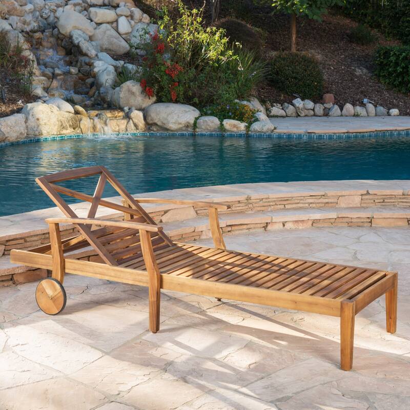 Perla Outdoor Wood Chaise Lounges (Set of 4) by Christopher Knight Home