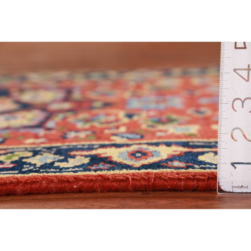 Hand Knotted Oriental 100% Wool Carpet Traditional Geometric Oranges & Rust Heriz (serapi) Runner Rug - 9' 9'' X 2' 6''