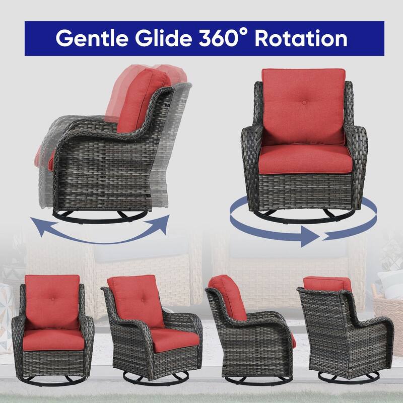 Gymojoy Wicker Swivel Glider Chair with Water-Resistant Olefin Cushions