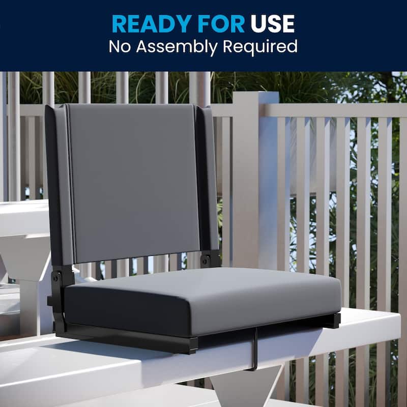 Padded Stadium Chairs with Handles and Bleacher Hooks (Set of 2) - 14"D x 18"W x 18"H