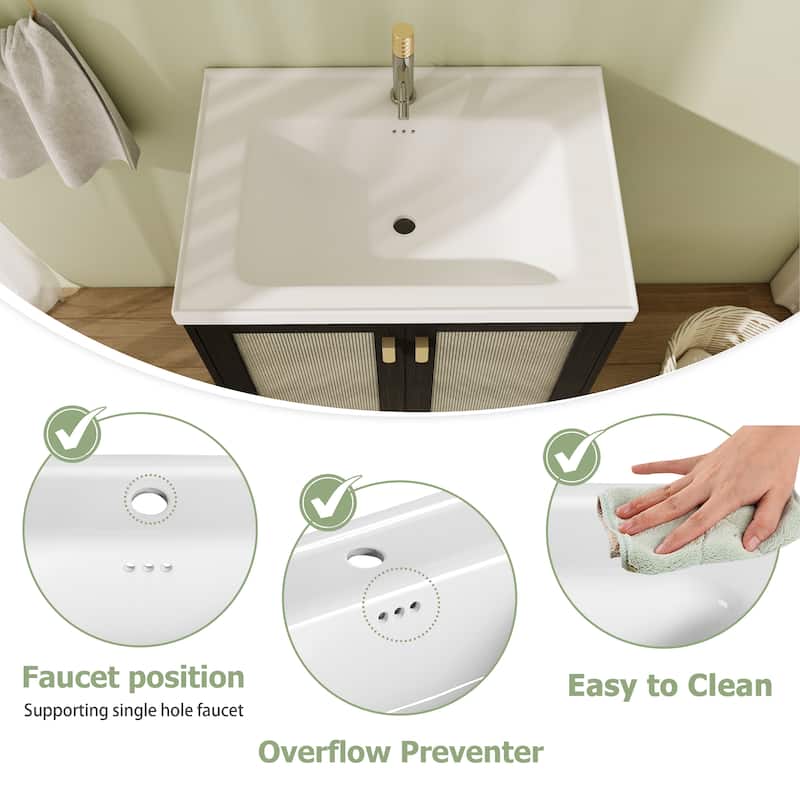 28" FreeStanding Bathroom Vanity with Sink, Floor Stand Bathroom Vanity with Soft Close Door and Adjustable shelf