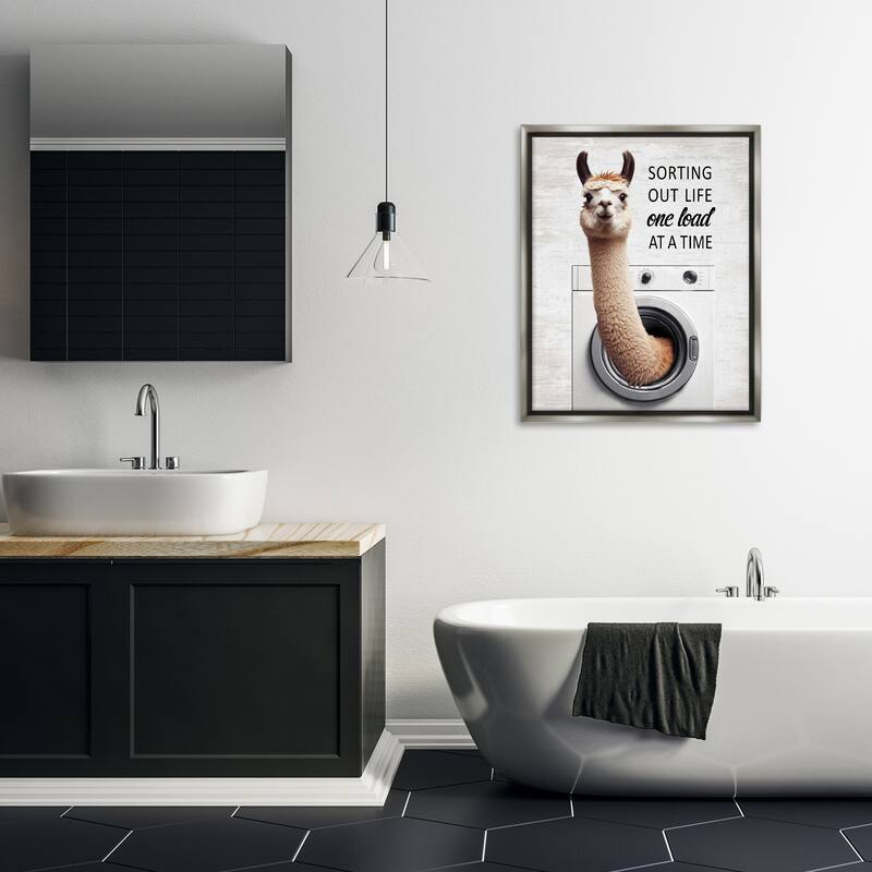 Stupell One Load At A Time Llama Framed Floater Canvas Wall Art Design By Lettered and Lined