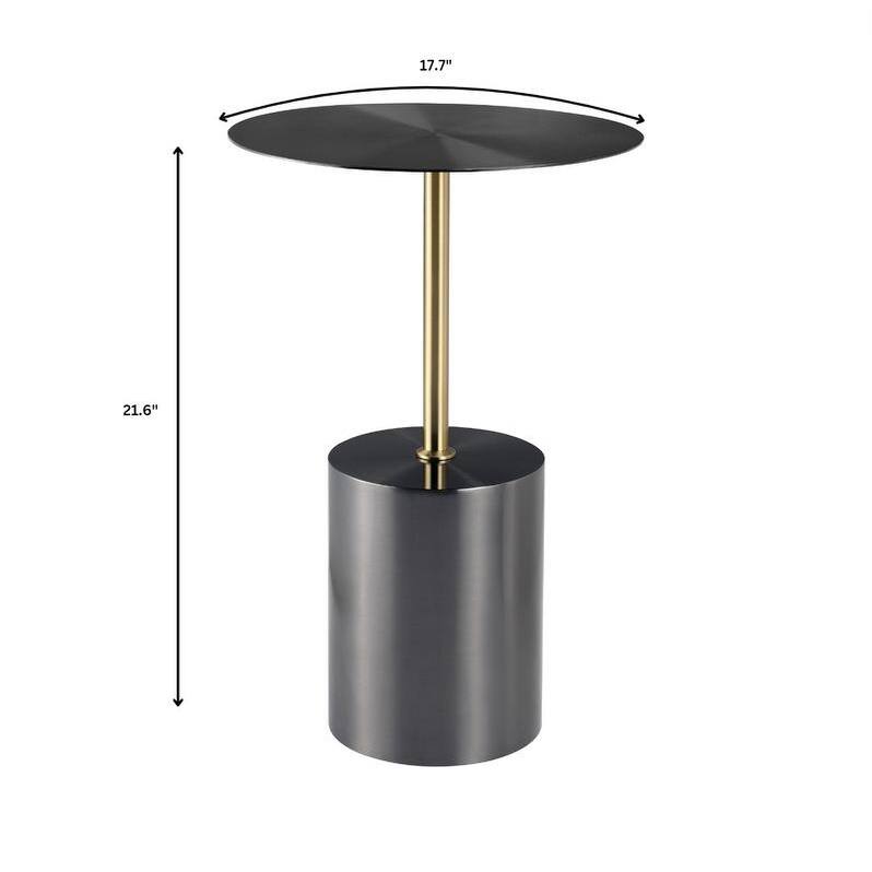 Malta Series Round Side Table - Premium Stainless Steel Pedestal Base - Architectural Accent End Table for Home & Office