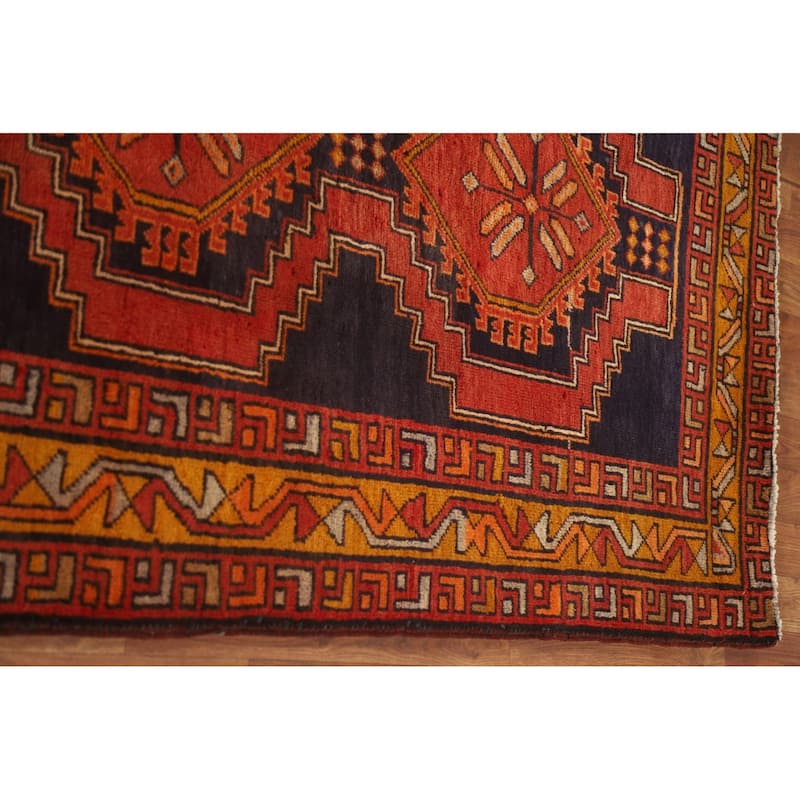 Orange Ardebil Persian Vintage Runner Rug Handmade Wool Carpet - 3'9"x 13'3"