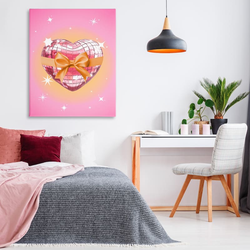 Stupell Heart Disco & Ribbon Canvas Wall Art Design By Susan Arnot