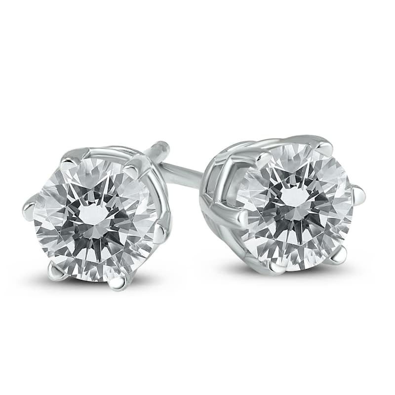 Marquee Certified 1/2 Carat TW 6 Prong Round Diamond Solitaire Stud Earrings In 14k White Gold
