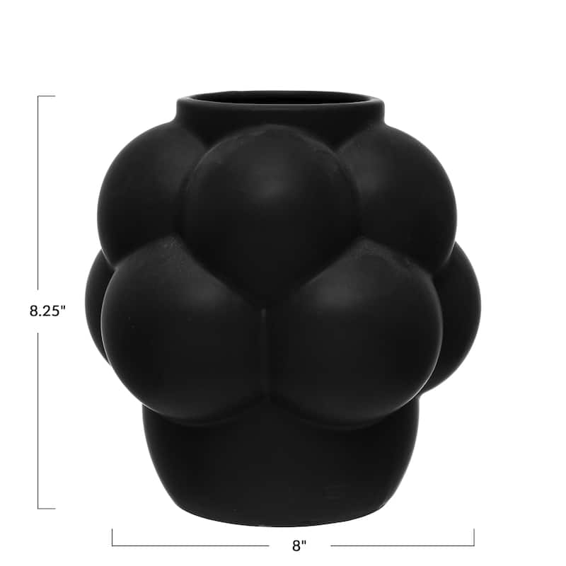Stoneware Vase with Raised Dots and Matte Finish - 8.1"L x 8.1"W x 8.3"H