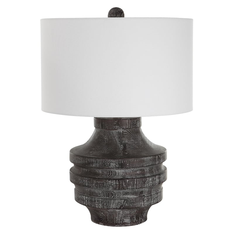 Timber Style Carved Table Lamp - 24"
