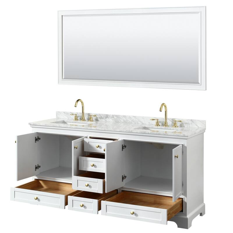 Deborah 72-inch Double Vanity, Square Sinks, 70-inch Mirror