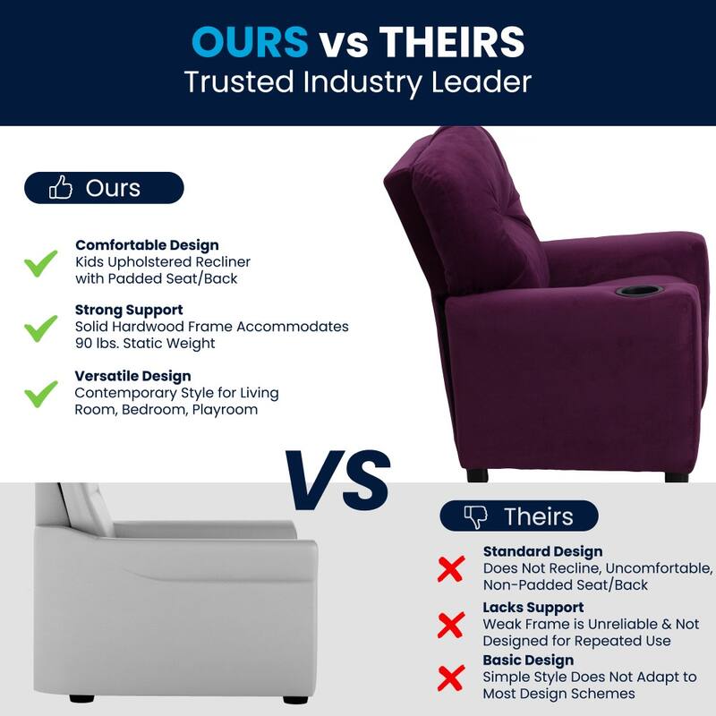 Contemporary Kids Recliner with Cup Holder